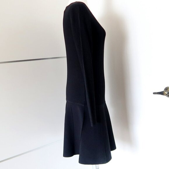 Rag & Bone Isla Black Knit Long Sleeve Fit & Flare Scoop Neck Mini Dress Medium - Picture 9 of 16